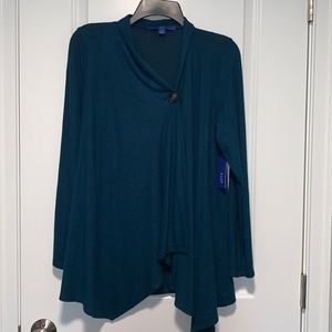 NWT Apt 9 marine blue size small soft button shawl top